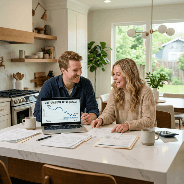 Couple reviewing lower mortgage payments thanks to buydown