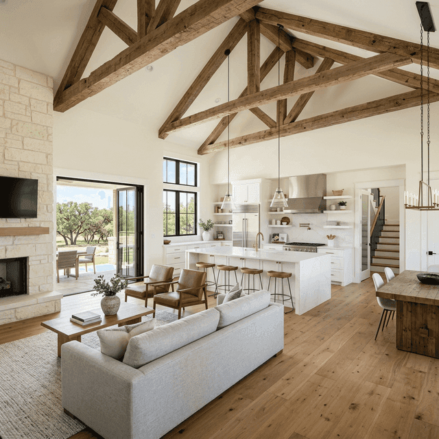 Newly completed custom home interior with open concept design