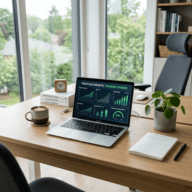 Organized home office representing debt-free financial management